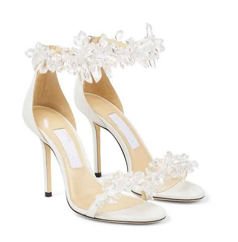 Chaussures décontractées mariage chaussures de mariée sandales talons hauts dame pompes été marques Lxuxry cristal soirée exquise avec boîte Eu35-43