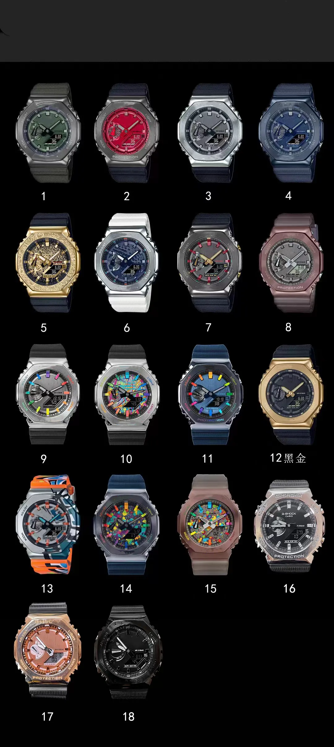 Heren sportkwarts digitaal horloge LED automatische heflamp ultradunne metalen afneembare wijzerplaat Iced Out Watch Oak-serie waterdicht wereldtijd 19 kleuren