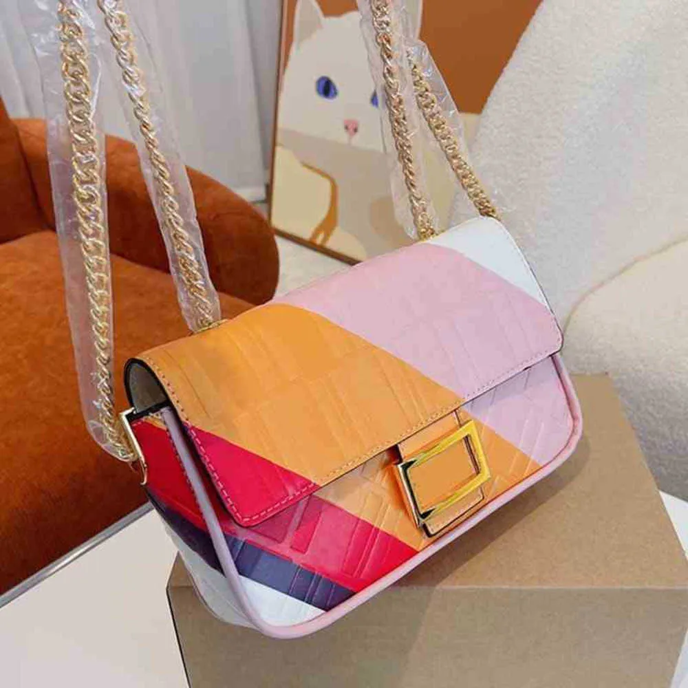 Einkaufstaschen Multi-Color Flip Baguette Frauen Schulter Handtasche Leder Designer Marke Crossbody Weibliche Dreidimensionale Druck Geldbörsen 220415