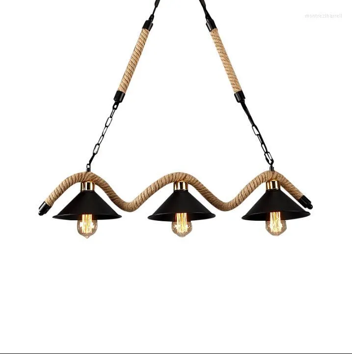 Hanger lampen touw kroonluchter retro bar Nordic Cafe restaurant raam kleding thee winkellamp. E27 3 AC110-240V.