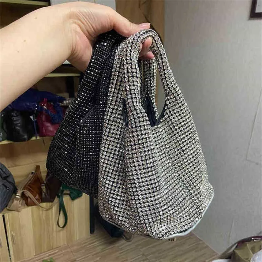 Sacs De Luxe Diamants Panier Sac Designer Femmes Sac À Main Shinny Strass Épaule Bandoulière Soirée Seau Bourse 2022