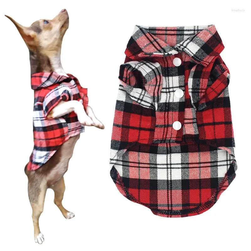 Dog Apparel Small Cat Clothes Plaid Shirt Lapel Coat Jacket Costume Tops Accessories For