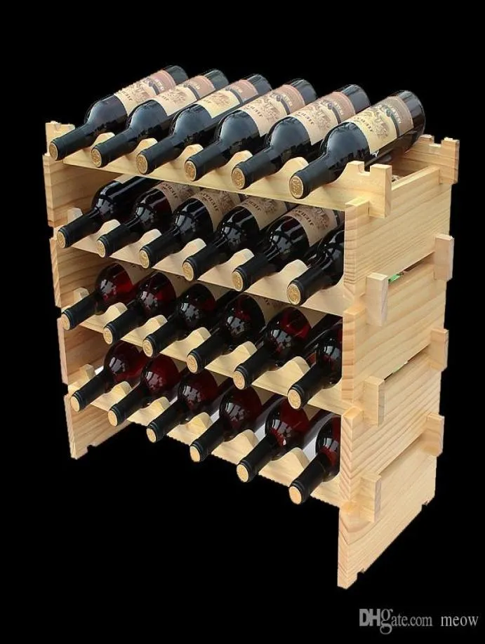 Wooden Wine Rack DIY Assemble Wine Shelf Wood Holders Suitable for el Cellar Bar Club Home7184172