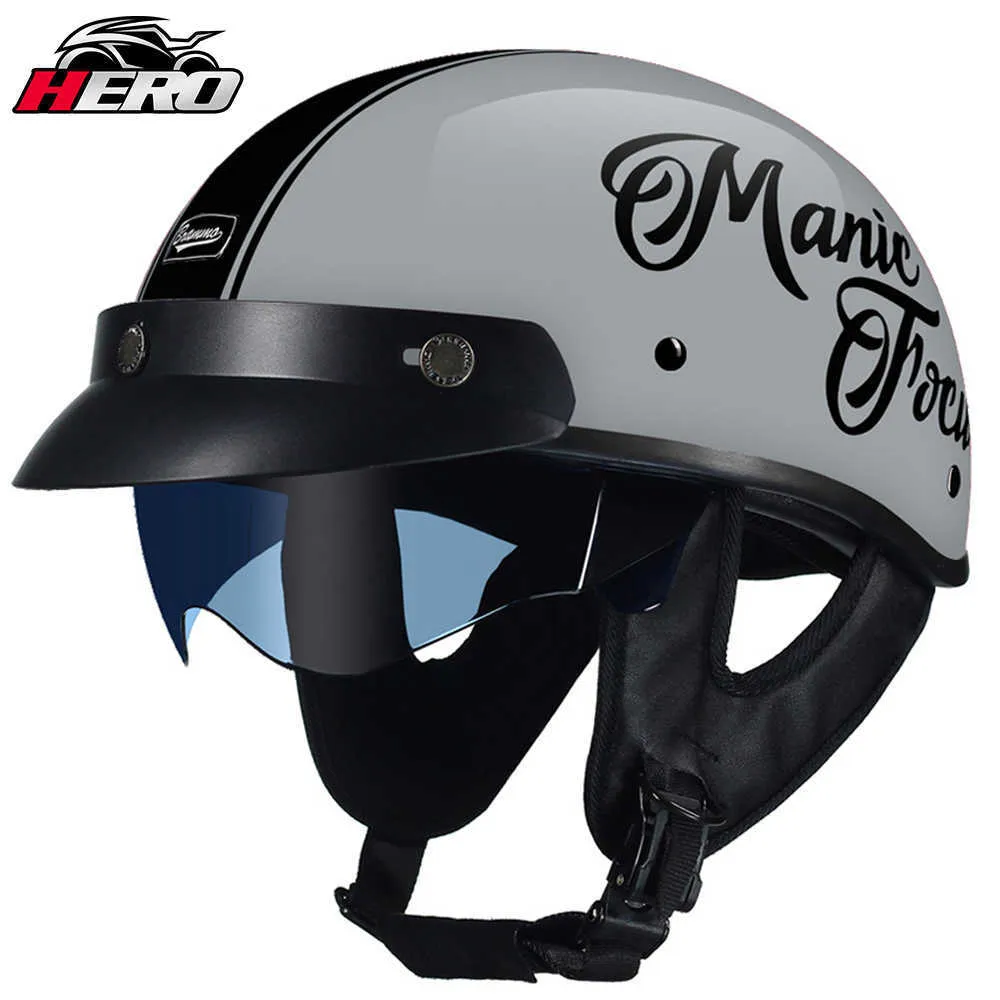 Caschi da ciclismo Moto Four Seasons For Brim Half Face Moto Crash Moto Certificazione DOT Retro Casco T221107