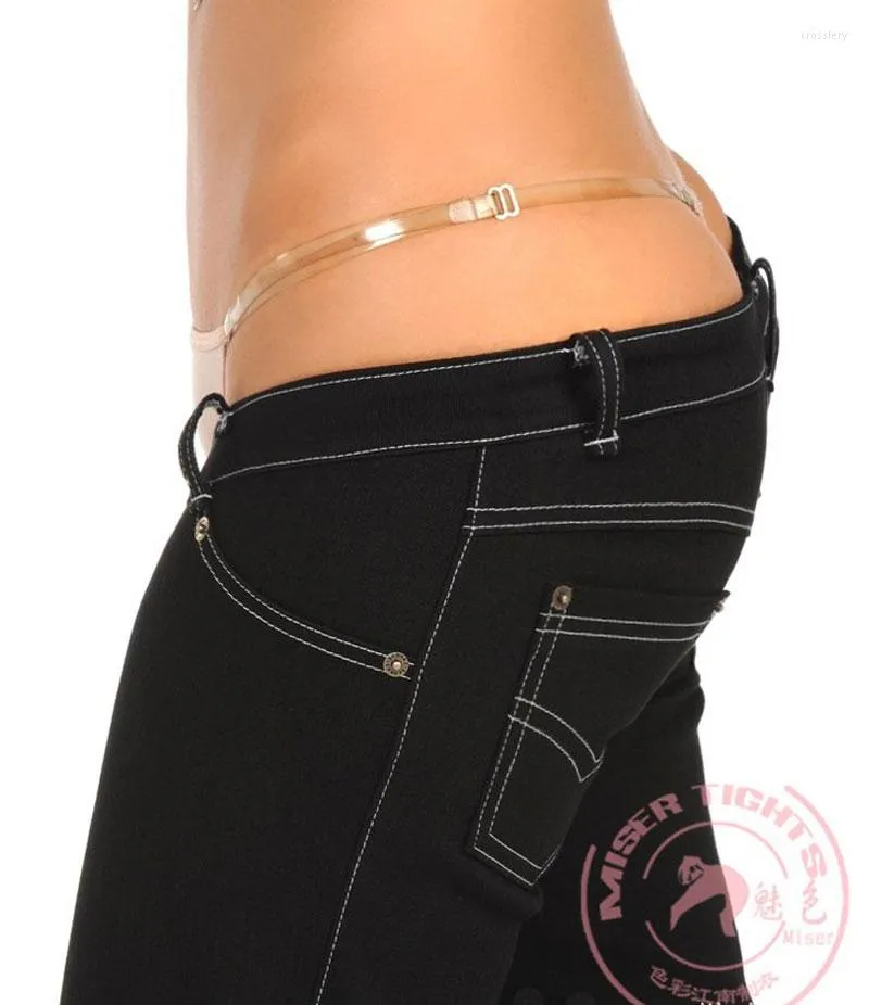 Sexy Black Low Rise Waist Jeans With Fold Flare Design For Women