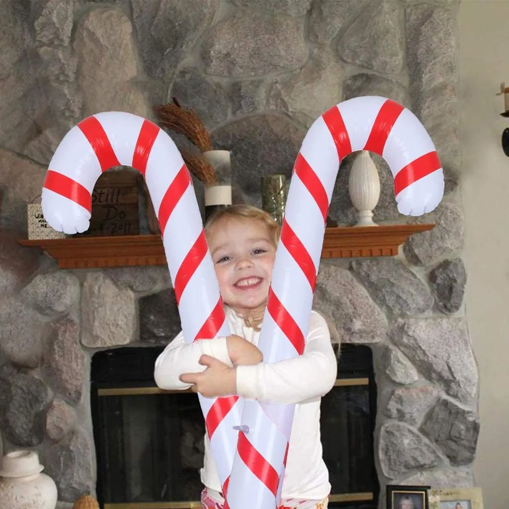 90cm Inflatable Christmas Candy Cane Stick Balloons Outdoor Candy Canes Decor for Xmas Decoration Supplies FY2512 t1029