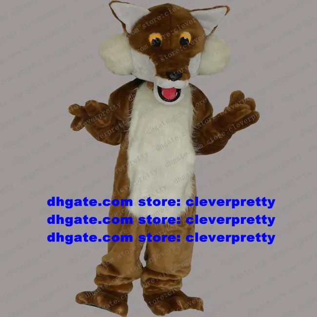 Brown Long Fur Wolf Mascot Costume Coyote Jackal Dhole Fox Adult Character Outfit Suit Department Stage Performance ZX19