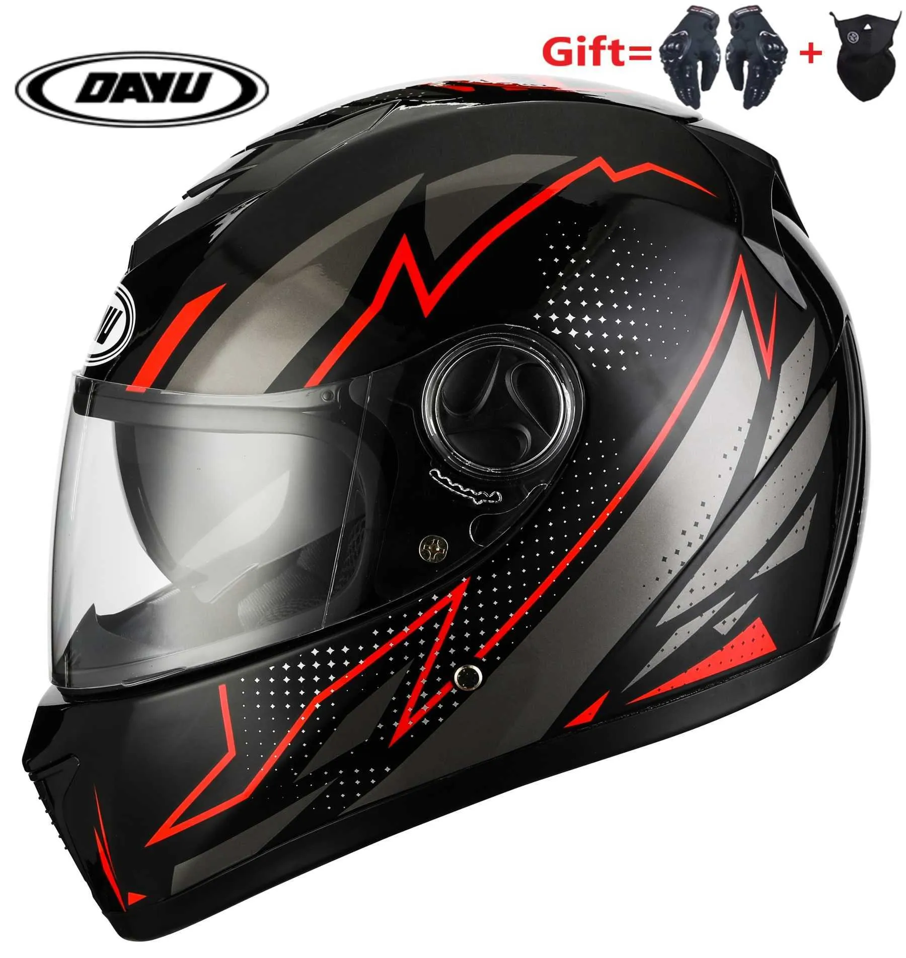 Cykelhjälmar 2021 2 gåvor Motorcykelhjälm Dual Lens Dot Motocross Motorcykel Dirt Cykel Full Face Moto för vuxna för Man Matte Black T221107