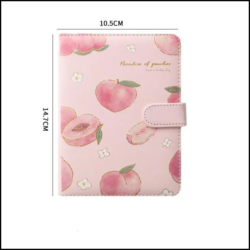 Bloc-notes mignon PU cuir pêches Schede cahiers journal hebdomadaire planificateur cahier fournitures de bureau scolaire Kawaii papeterie Drop Delive Dhhzd