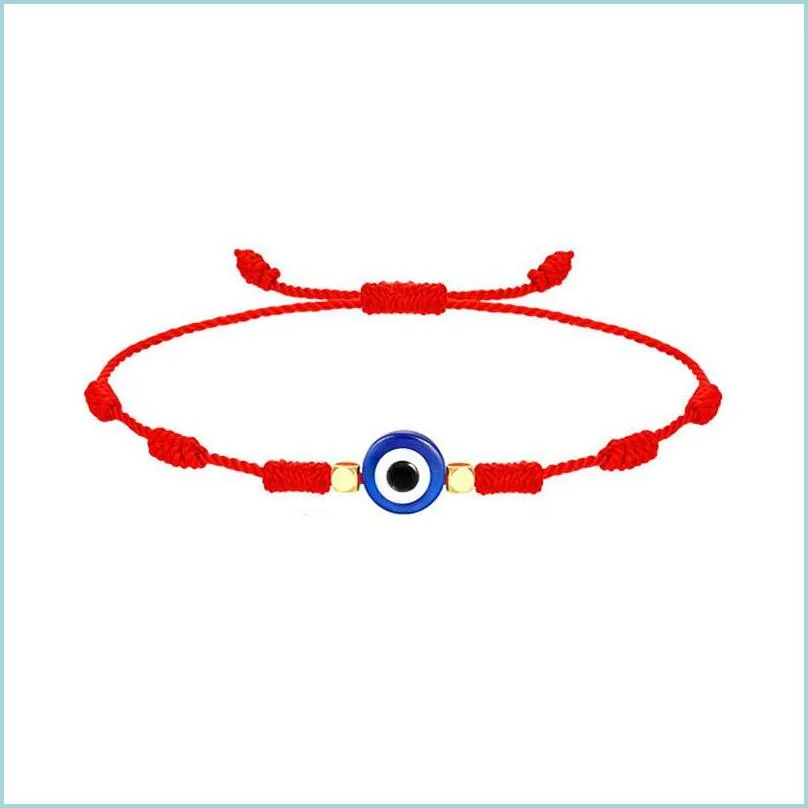 Perlen verstellbare Blue Eye Red Rope Armbänder handgemachte geflochtene Lucky String Charm Armband für Frauen Männer Mode Freundschaft Schmuck Dhuh6