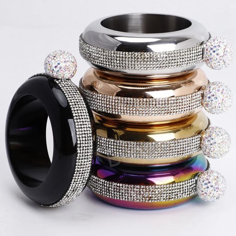 Flasque en acier inoxydable Strass Bracelet Flacons de hanche 3,5 oz Portable Round Flagon Bangle Vodka Whisky Vin Bouteille d'alcool BH7934 TYJ