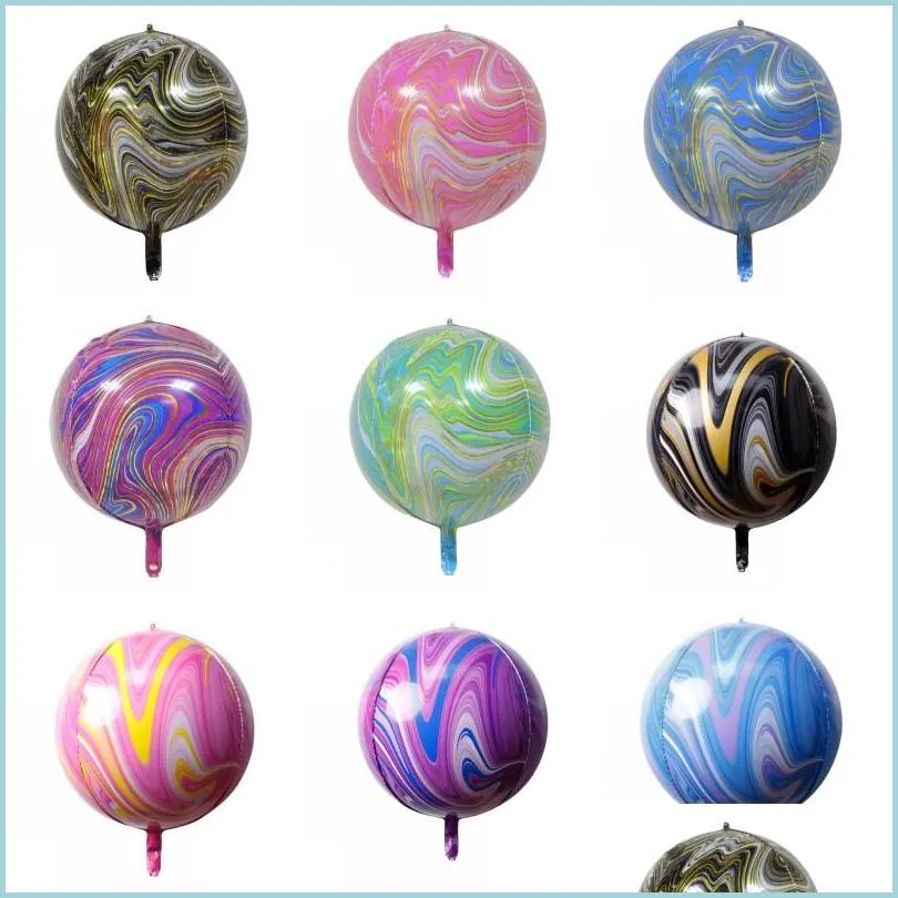 Autres fournitures de fête d'événement 22 pouces marbre agate ballon feuille d'aluminium arc-en-ciel cravate colorant mariage baby shower fête d'anniversaire fête de Pâques Bal Dhort