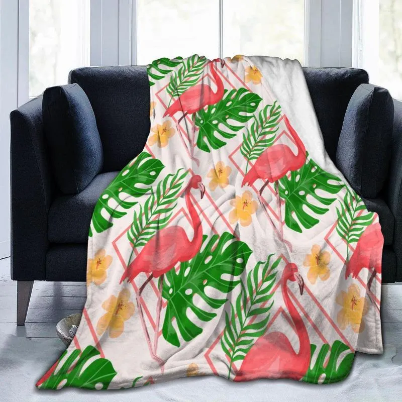 Blankets Flannel Blanket Flamingo Summer Palm Leaves Light Thin Mechanical Wash Warm Soft Throw On Sofa Bed Travel Patchwork