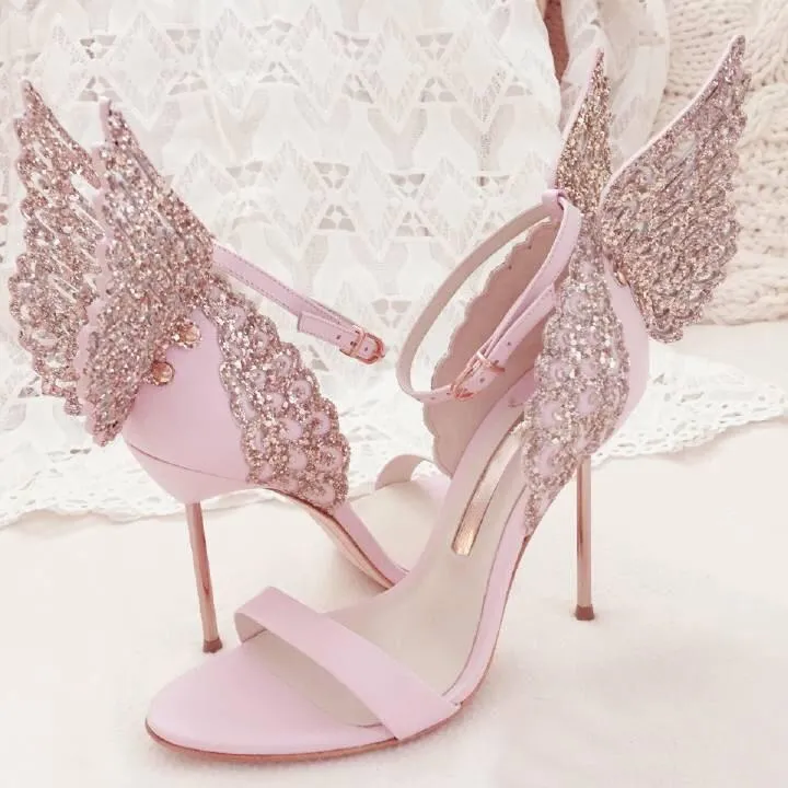 2023 Hot Webster Butterfly Sandals Fashion Sophia Webster Evangeline Angel-Wing Sandals High Heeled Stiletto Ankel Strap