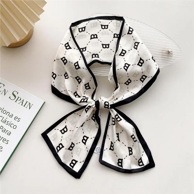 Scarves 2022 Spring Long Silk Scarf Bag Tie Lady Neck Skinny Hairband Foulard Letter Print Brand Neckerchief Ribbon