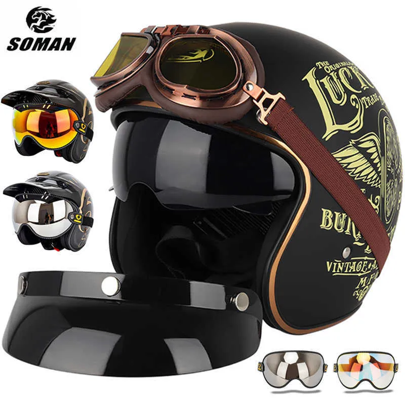 Retro Cafe Racer Open Face Bike Helmets Kmart With Universal Bubble Visor  And UV Protection Vintage Casco Moto Riding Goggles T221107 From Babiq08,  $57.21