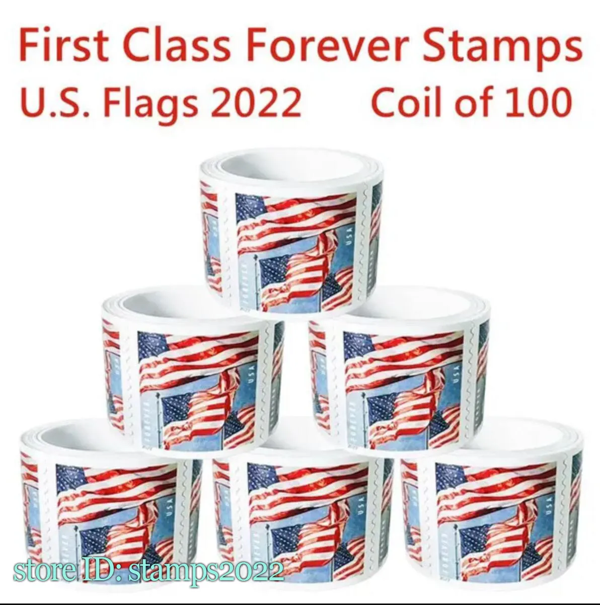 2022 Forever U.S. FLAG ROLL 100 일등석 웨딩 봉투를위한 미국 우편 서비스 감사합니다 우편 사무실 메일 용품