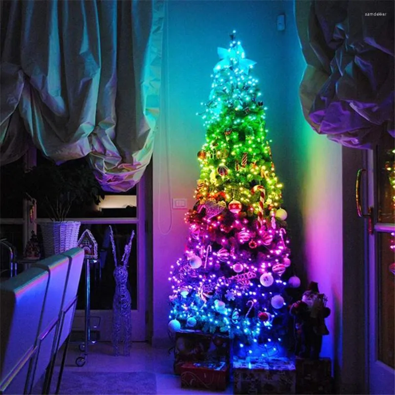 Strings 2/10/20M Smart Christmas Tree Fairy Light Music Sync Bluetooth APP Control Copper Wire String Garden Patio Party Garland