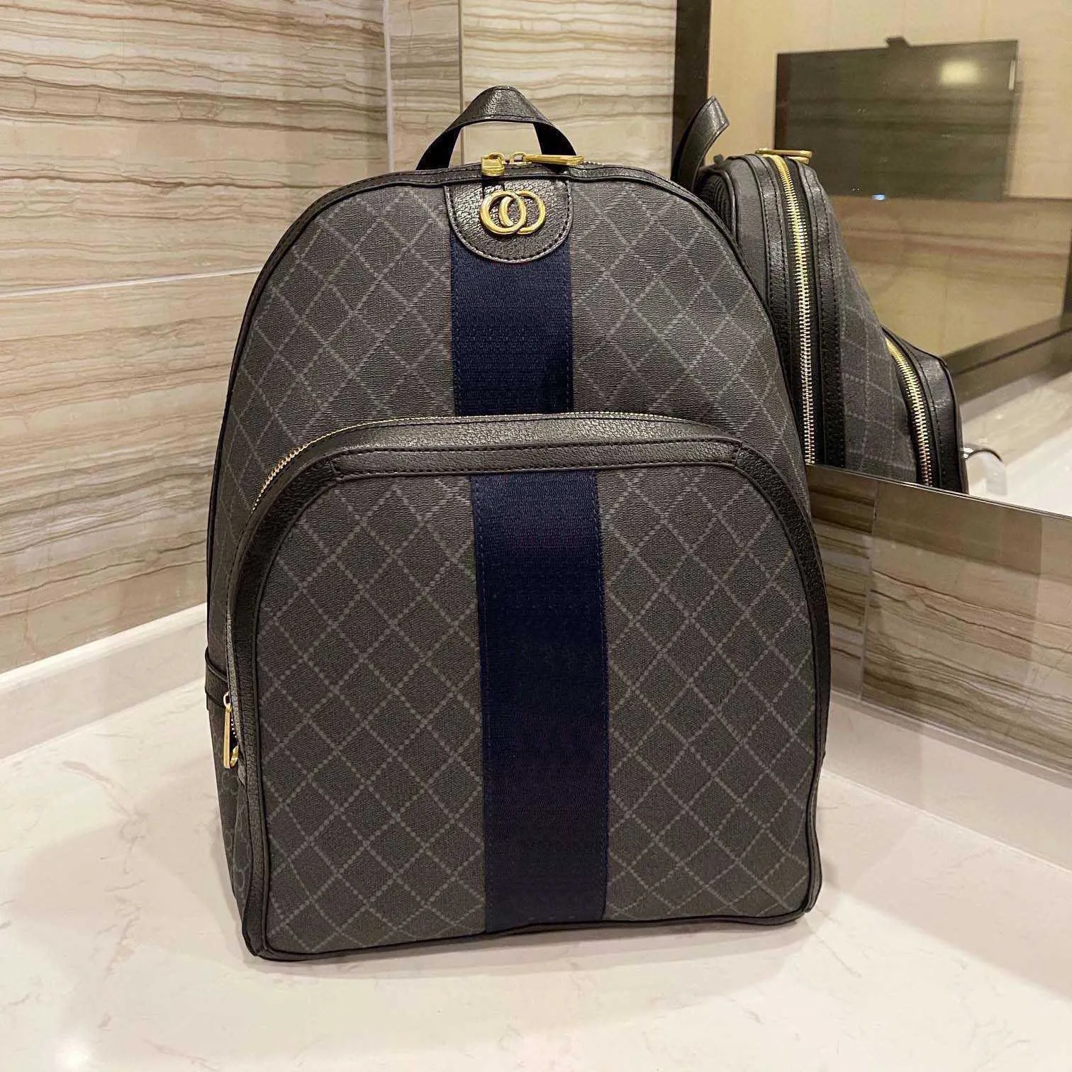 Designer backpack Luxury Brand Purse Double shoulder straps backpacks Women Wallet Real Leather Bags Lady Plaid Purses Duffle Luggage by fenhongbag 01