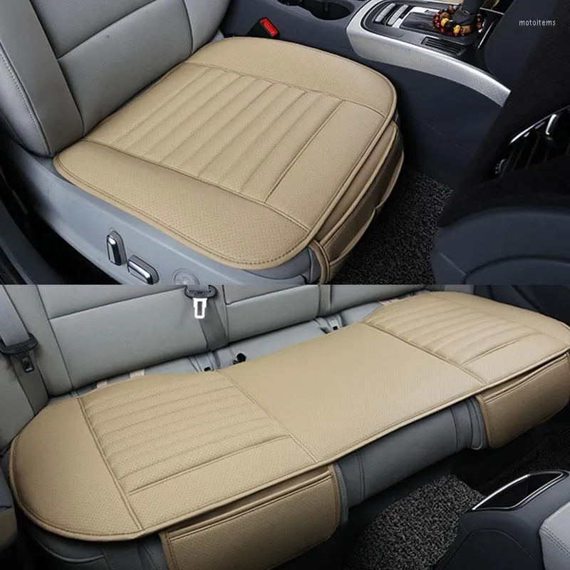 Fundas de asiento de coche para Universal PU accesorios delanteros de cuero Protector cuatro estaciones trasera Auto cojín de doble uso