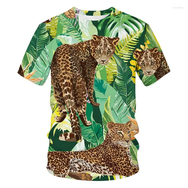 Erkek T Shirt Homme Gömlek Tops 2022 Jungle Leopard 3d Baskı T-shirt Erkek Kadın Hip Hop Moda Takım Elbise Harajuku Tişörtleri Kısa Kollu