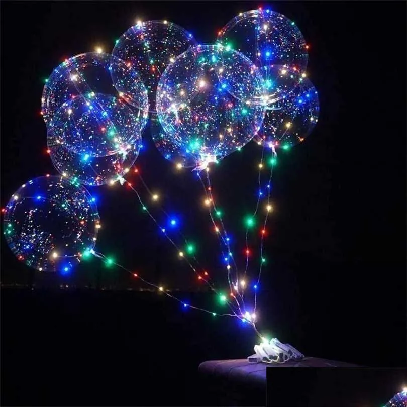 Décoration de fête 10 Pack Transparent Noël Led Bobo Ballons Hélium Glow Ballon Avec Guirlandes Lumineuse Pour Anniversaire Fête Anniversaire Wedd Dhksv