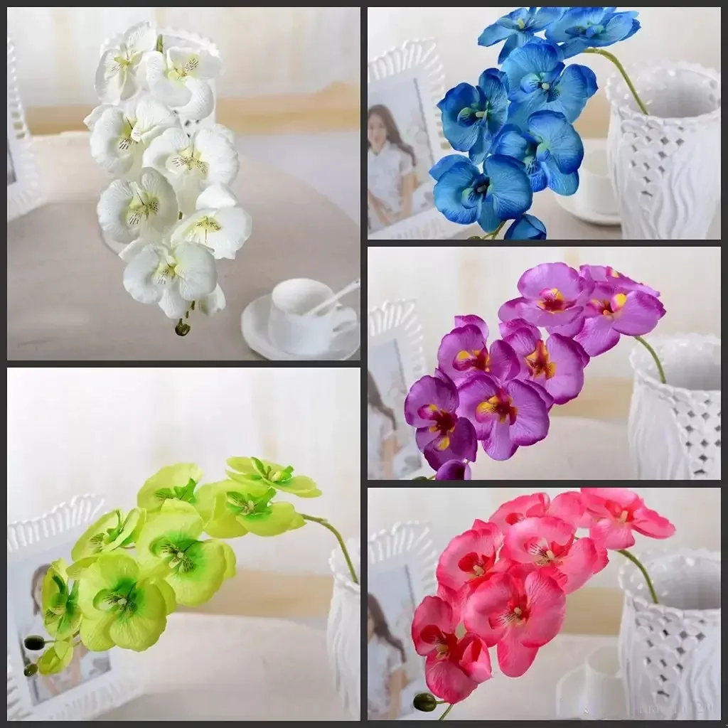 Beautiful DIY Phalaenopsis Artificial Butterfly Orchid Silk Flower Bouquet Wedding Home Living