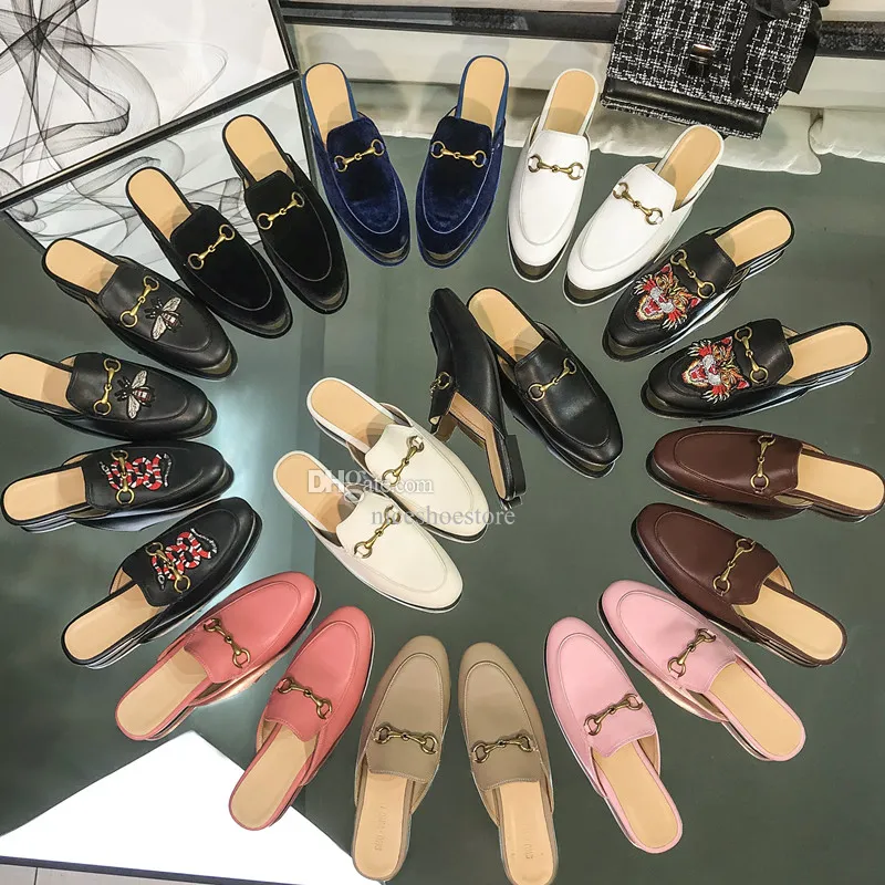 Top Designer dam mules toffel Herr loafer med spänne Mode Herr Dam Lyx Princetown mule Dam Casual Mules Flats 34-46