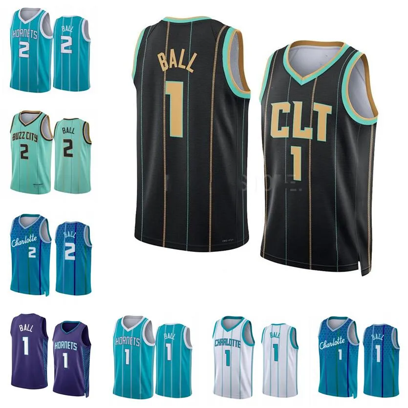 Hommes Jeunes LaMelo Ball # 2 Rozier # 3 Hayward # 20 Menthe Vert Blanc Violet Cit Jersey S-XXL