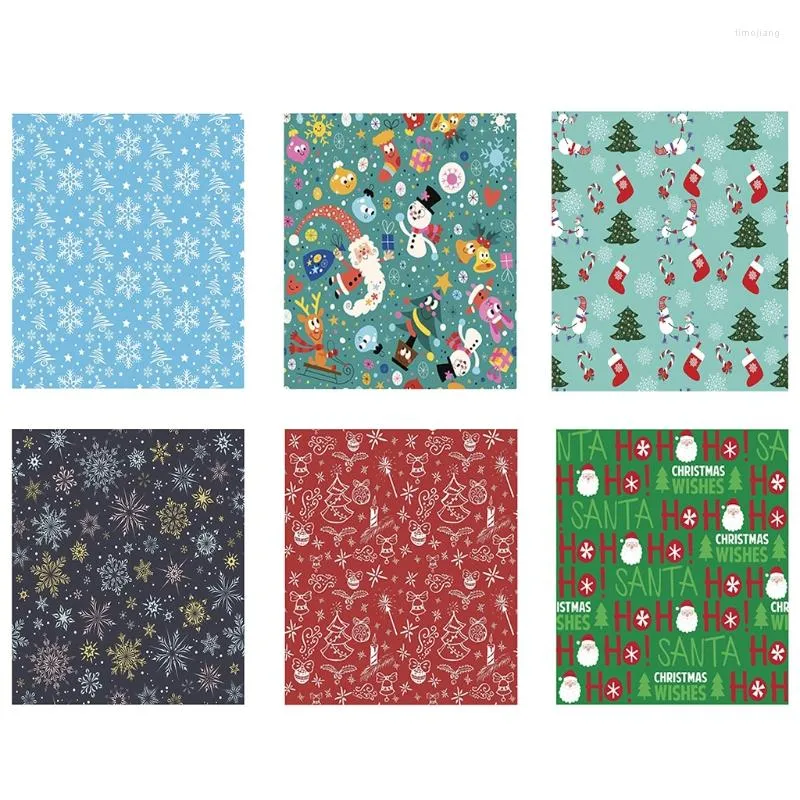 Gift Wrap 27RE 10 Pcs Christmas Wrapping Paper Stocking Snowman Santa Claus Snowflake