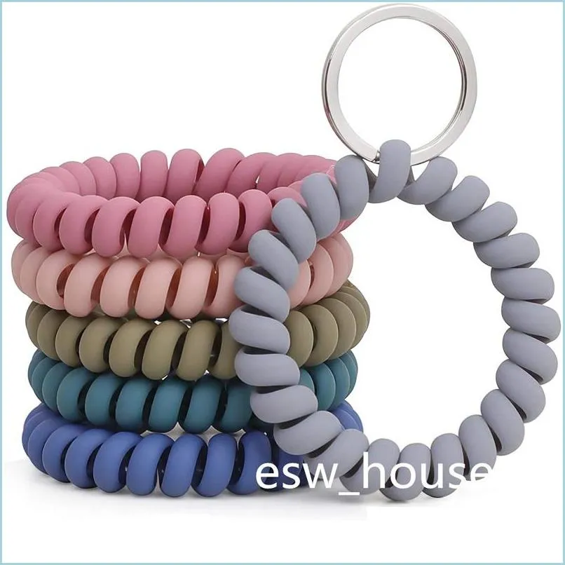 Andere festliche Partyzubehör, dehnbares Armband, Schlüsselanhänger, Partygeschenke, Kunststofffeder, flexible Spirale, Schlüsselanhänger für Fitnessstudio, Pool, Id Dhqjo