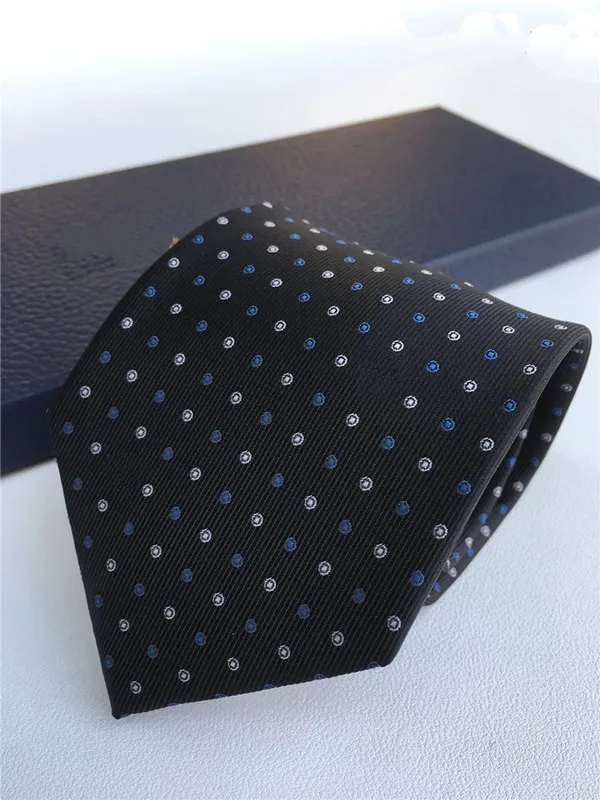 23AA Designer-Herren-Krawatte aus 100 % Seide, schwarz, blau, Aldult-Jacquard, Party, Hochzeit, Business, gewebt, modisches Design, Hawaii-Krawatten, Box