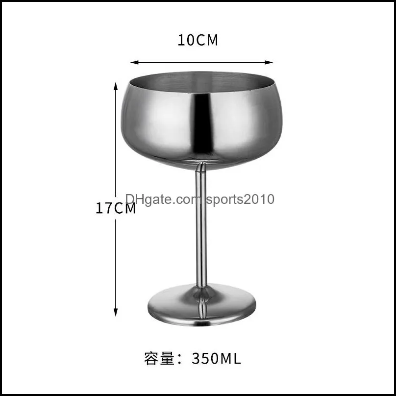 Wine Glasses Two Colors Red Wine Cups Stainless Steel Cocktail Cup 304 Material High Feet Martini Glass New Arrival 27Zy6 L1 Drop De Dhlli