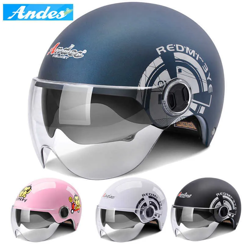 Casques de cyclisme ANDES casque de Moto électrique double visière unique casque de Moto vélo hommes femmes été Scooter Moto Casco T221107