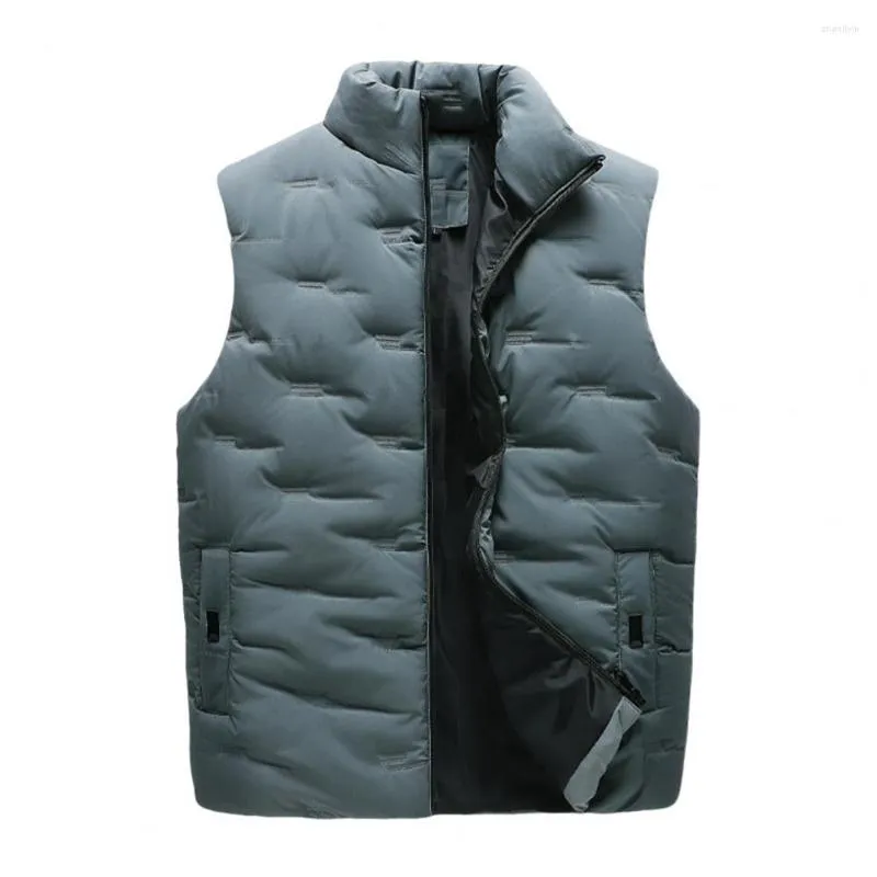 Men's Vests Vest Coat Solid Color Autumn Winter Coldproof Windproof Pockets Men Waistcoat Streetwear