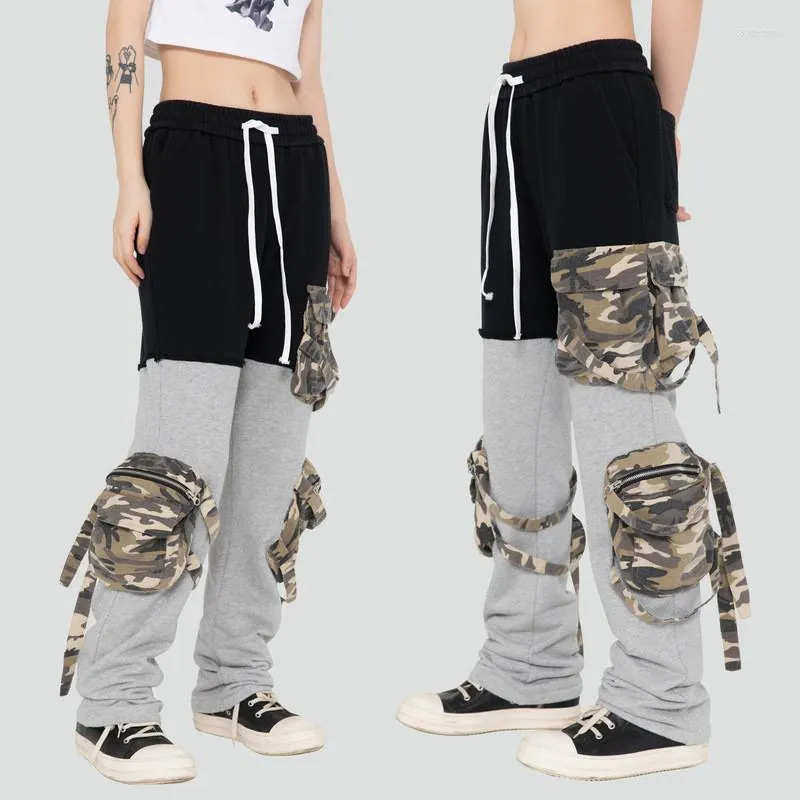 Men's Pants ERENEJIAN Men's Fashion Hip Hop Joggers Patchwork Cargo With Multi Pockets Hi Street Harajuku Harem Trousers Elastic Waist
