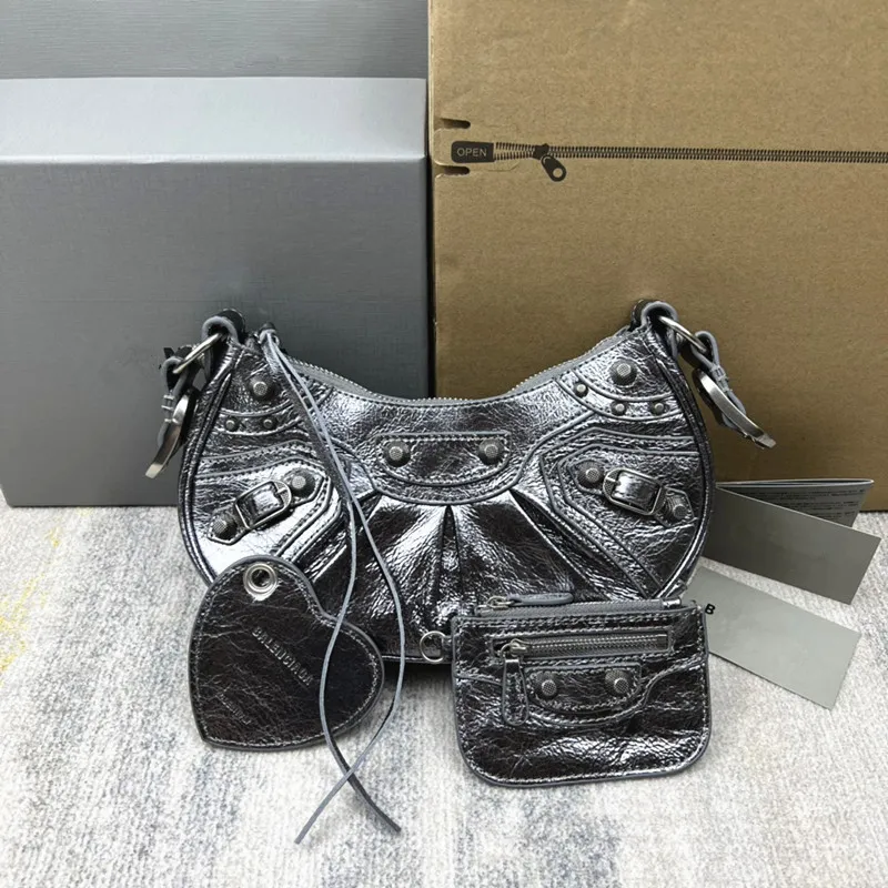 Vintage motorcycle half moon crossbody pochette bag Luxury Women's mens Designer LE CAGOLE satchel with coin purse rivet tote handbags brand shoulder clutch bags