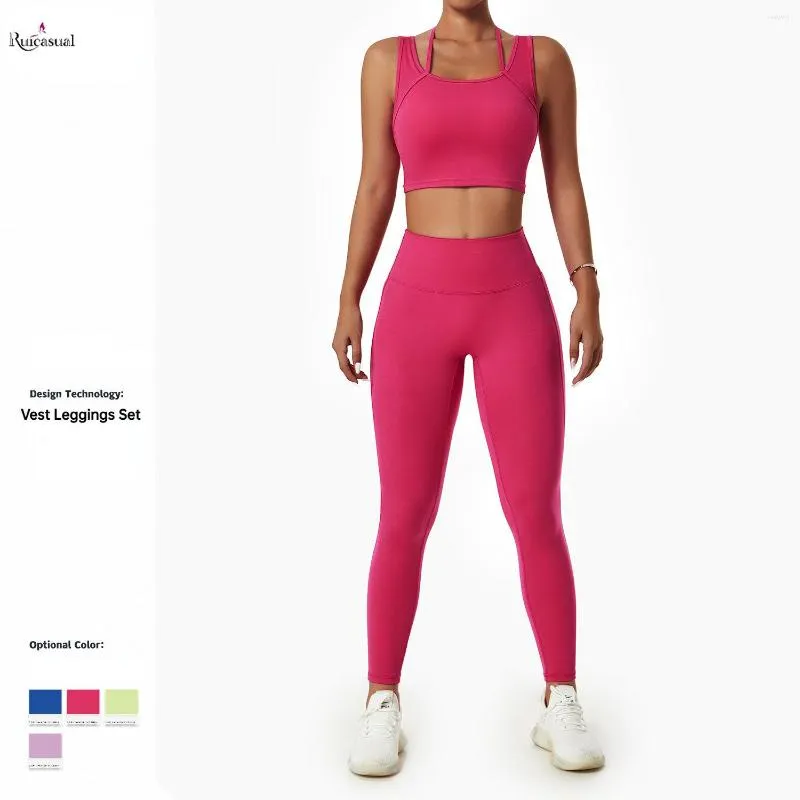 Aktive Sets Ruicascual 2 Stück Yoga Set Frauen Fitness Kleidung Gym Weibliche Sportswear Trainingsanzug Weste Hohe Taille Leggings Sport Anzug