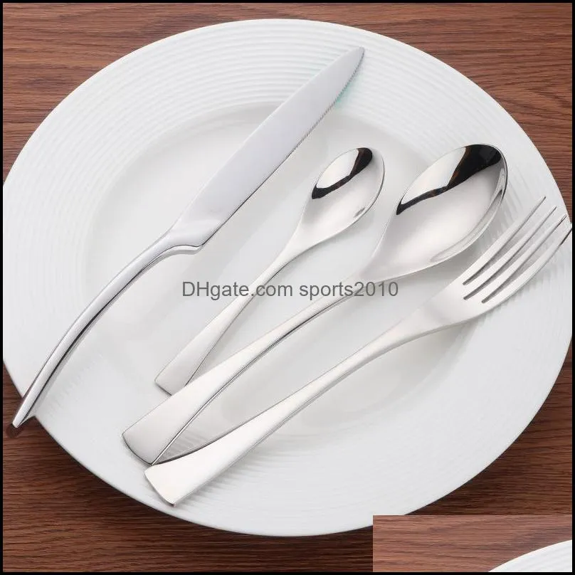Flatvaruuppsättningar Metal Cutery Sets rostfritt stål Bright Color Plated Knife and Fork Spoon Dinnereware Kits Western Food Flatware SUI DHCK7