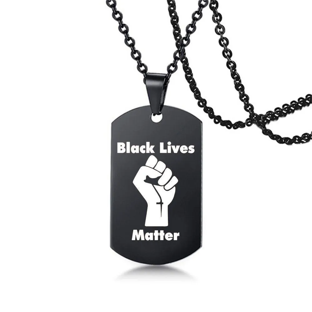 Pendentif Colliers Mode Black Lives Matter Collier Protest Militaire Marque Hiphop En Acier Inoxydable Pendentif Drop Delivery Bijoux Ne Dh46G