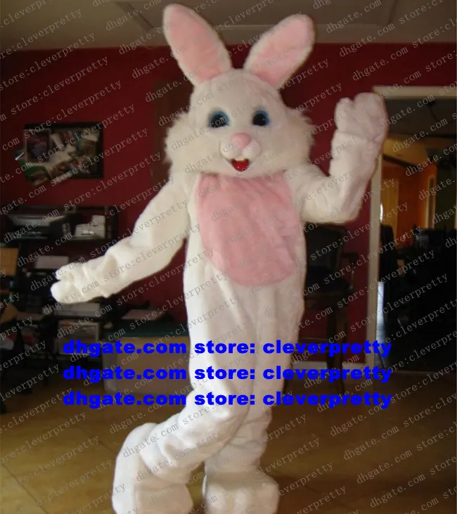 Wit Long Fur Easter Bunny Mascot Kostuum Osterhase Rabbit Hare volwassen personage Circularis Circularis Wedding Celebration ZX2456