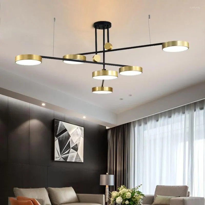 Подвесные лампы северные роскошные светодиодные потолочные лампы современный 6 голов бронзовый золото творческое подвеска гостиная
