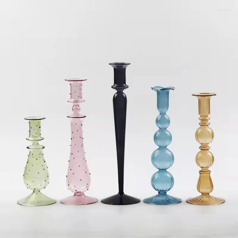 Candle Holders Nordic Glass Romantic Dinner Home Decoration Candlestick For Birthday Wending Holder Wax Portavelas Decor