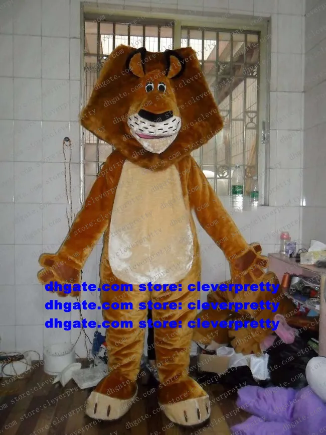 Brown długi futra Madagaskar Alex Lion Mascot Costume Cartoon Character Outfit Business Promocja Reklama Kampania ZX2587