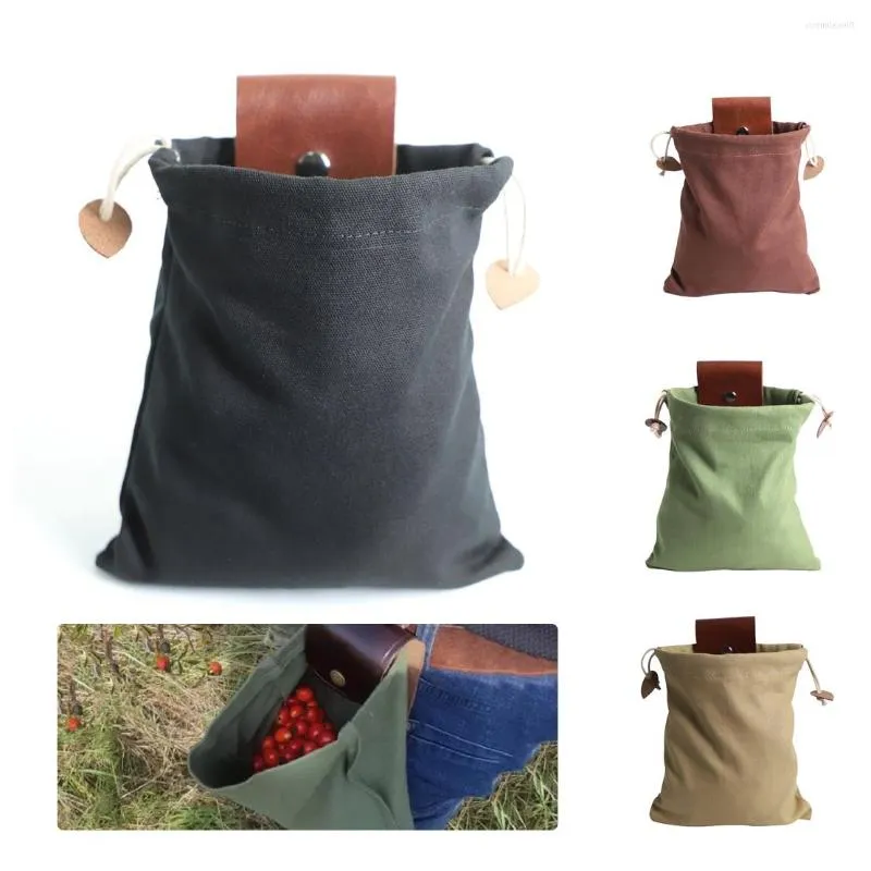 Sacs de rangement Toile Pliable Fourrage Bush-craft Pouch BagBuckle Pour Camping En Plein Air Randonnée Collecte Berrie Champignons Fruits Haute