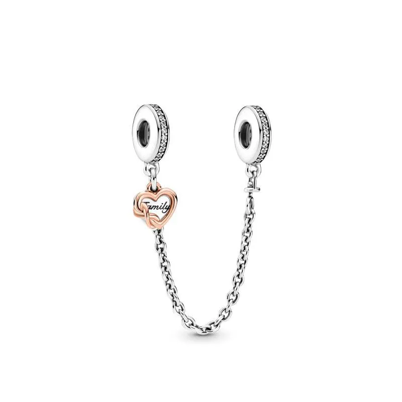 Nowy popularny 925 Sterling Silver wykwintny kwiat perłowy motyl rodzinny łańcuszek bezpieczeństwa wisiorek urok nadaje się do prymitywnej bransoletki Pandora DIY damska biżuteria