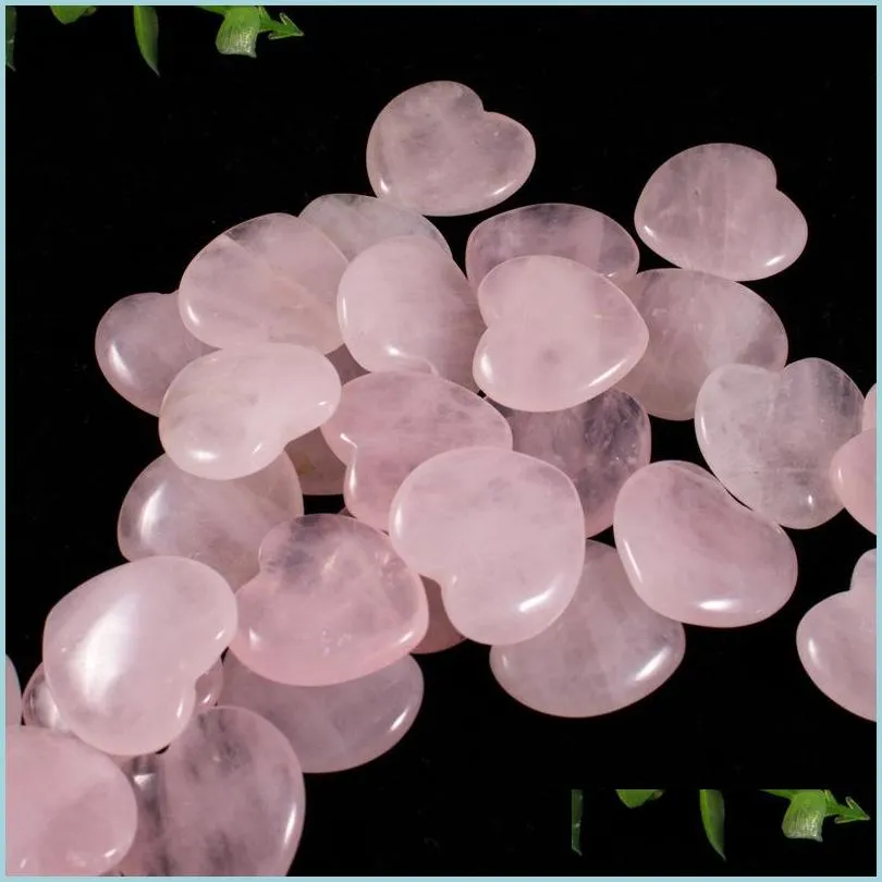 Breloques 20 mm en forme de cœur sans trou, perles en vrac, pierres de quartz rose, breloques de guérison, cabine en cristal Reiki pour bricolage, fabrication artisanale, décoration de bijoux Dhapz