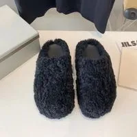 Fashion Fur Slippers Women Round Toe Horse Hair Slides Female Mohair Black Rose Green wool Navy Mules Shoes Flat Half Slipper Woman Casual plush shoes 35 37 39 43 44 45