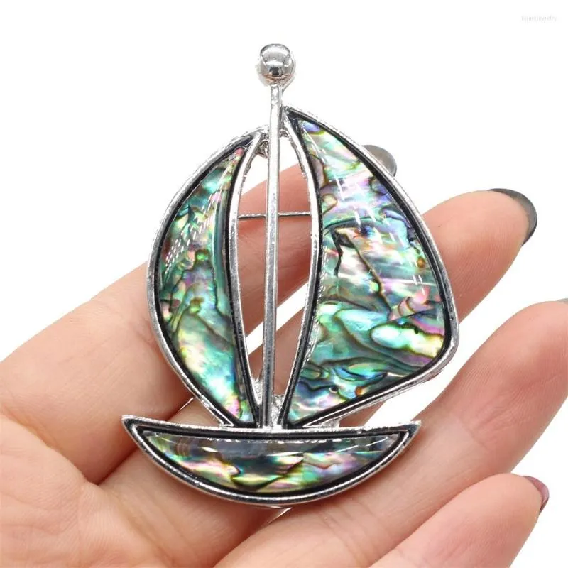 Pendant Necklaces Natural Freshwater Shell Brooch Sailboat Shaped Creative Men And Women Making DIY Necklace Bracelet Jewelry Gift