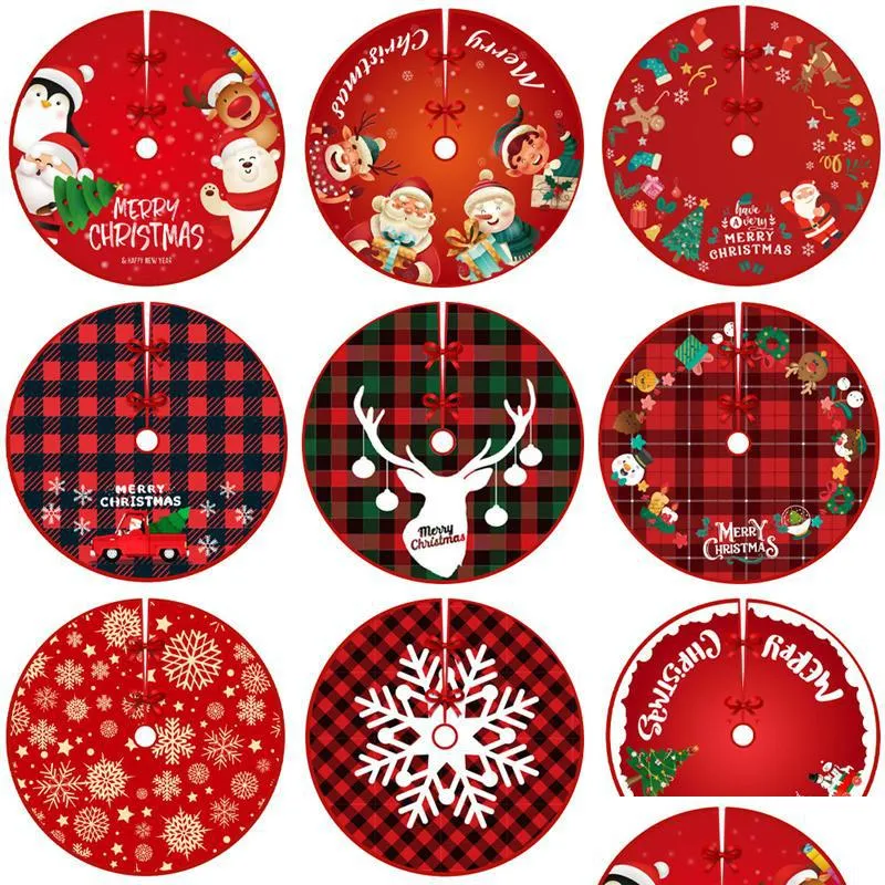 Christmas Decorations Christmas Tree Skirt 24 Patterns 90Cm Large Size Base Er Mat For New Year/ Xmas Drop Delivery Home Garden Fest Dhsat